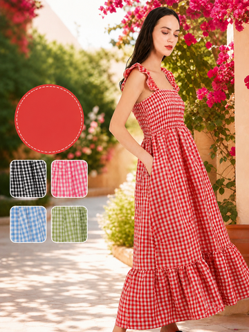 Vestido escarlata vichy